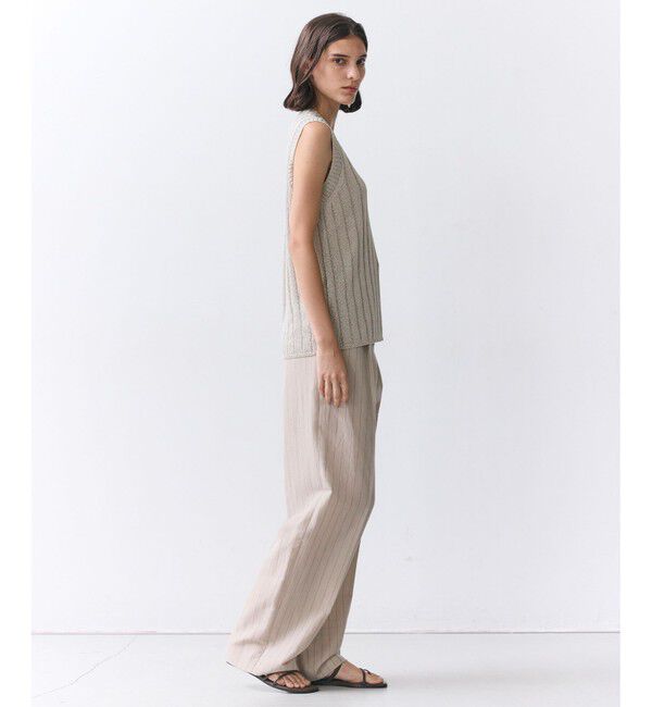 BEIGE,「ERYTH / リネンストライプ タックワイドパンツ」|その他|