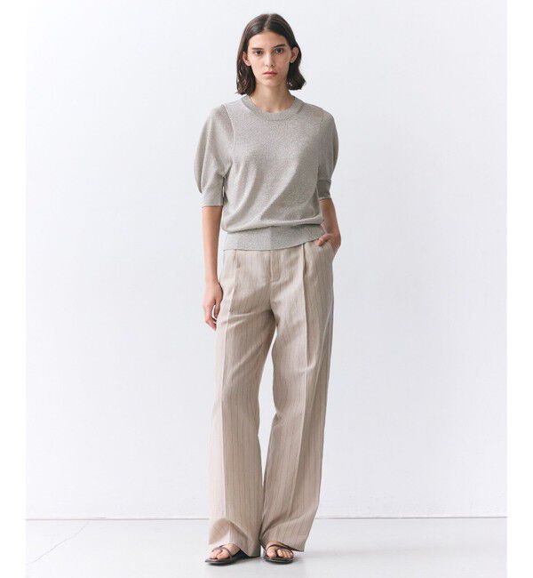 BEIGE,「ERYTH / リネンストライプ タックワイドパンツ」|その他|