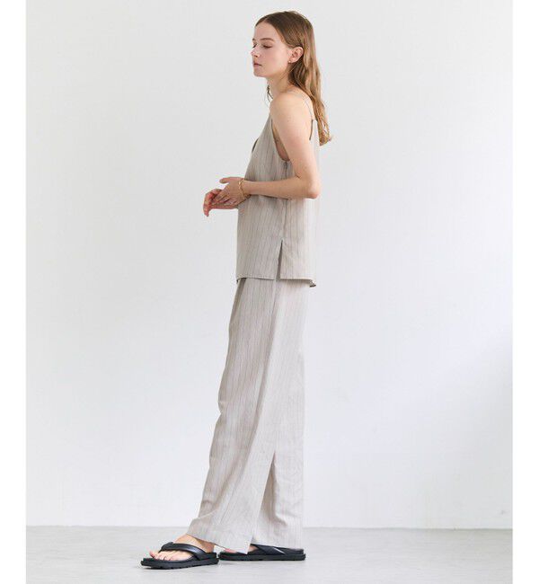 BEIGE,「ERYTH / リネンストライプ タックワイドパンツ」|その他|