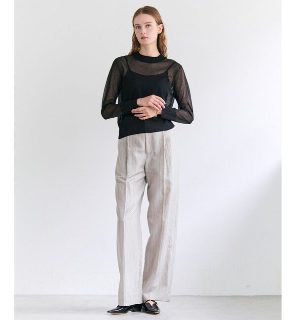 BEIGE,「ERYTH / リネンストライプ タックワイドパンツ」|その他|
