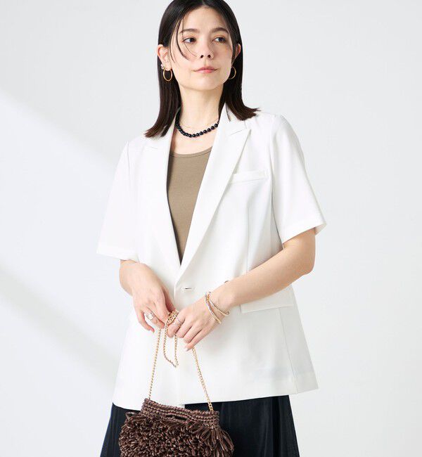 NOLLEY'S sophi「《セットアップ対応》ウォッシャブルドライツイルハーフスリーブジャケット」|テーラードジャケット|