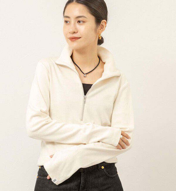 MAQWEL「【MAQWEL/マクウェル】COTTON RIB ハーフジッププルオーバー」|Tシャツ・カットソー|エクリュ