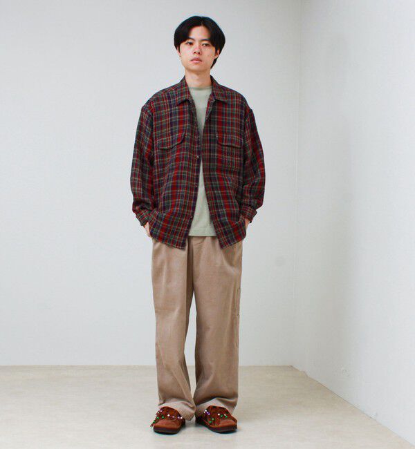 GLOSTER「【秋立ち上がりから着られる】ワッフルチェック ワークシャツ ロングスリーブ」|シャツ・ブラウス|