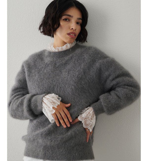  「〈WEB限定〉ファークルーネックプルオーバー」|ニット・セーター|グレー