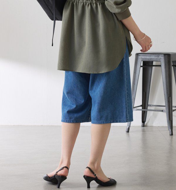  「Q.anos タックハーフデニムパンツ」|デニム|