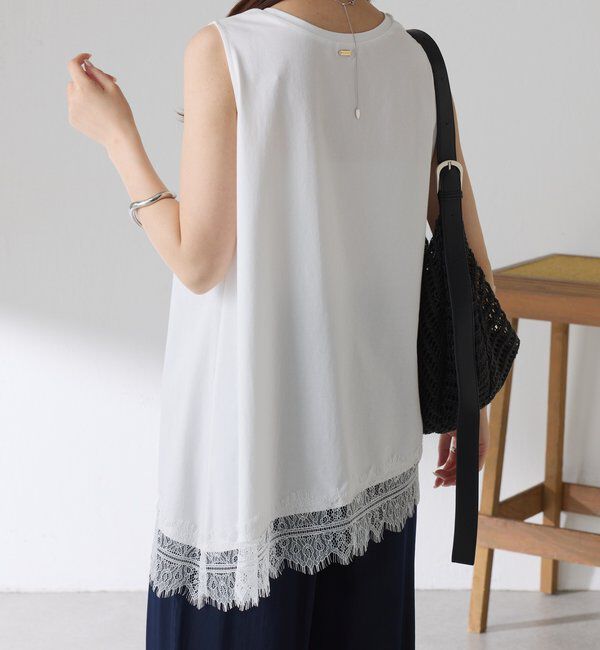  「【レイヤードアイテムにも使える】レースアシメタンクトップ」|Tシャツ・カットソー|