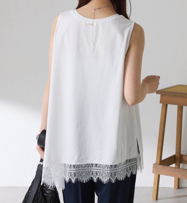  「【レイヤードアイテムにも使える】レースアシメタンクトップ」|Tシャツ・カットソー|
