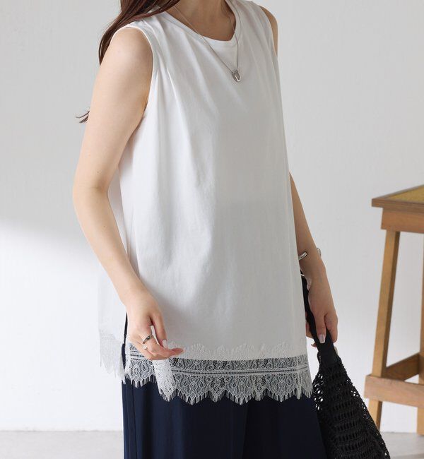  「【レイヤードアイテムにも使える】レースアシメタンクトップ」|Tシャツ・カットソー|