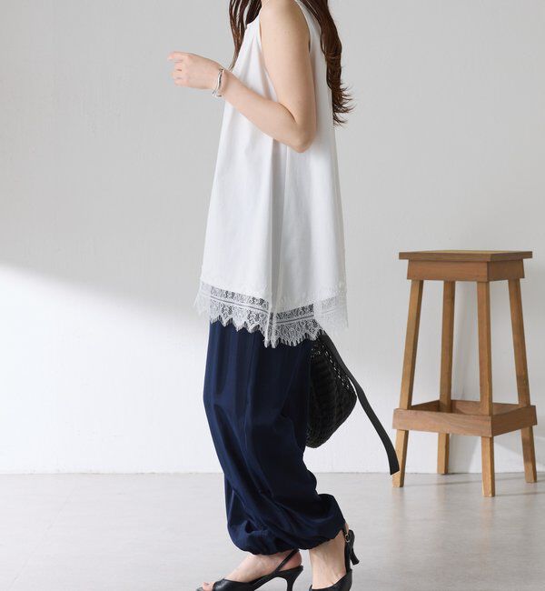  「【レイヤードアイテムにも使える】レースアシメタンクトップ」|Tシャツ・カットソー|