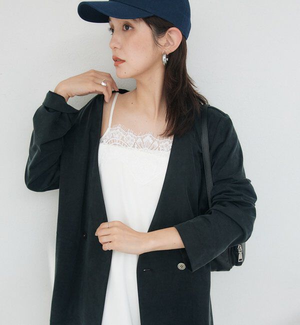  「【接触冷感/紫外線防止/防シワ/長さ調整可】レーストリムキャミワンピース」|ワンピース|
