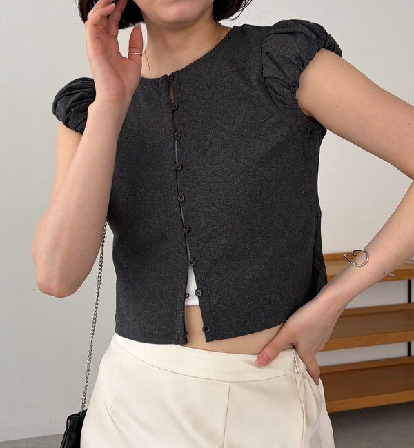  「クラウドミニスリーブT」|Tシャツ・カットソー|チャコールグレー