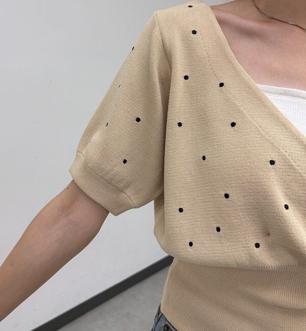  「ドットフリルボタンニット」|カーディガン|