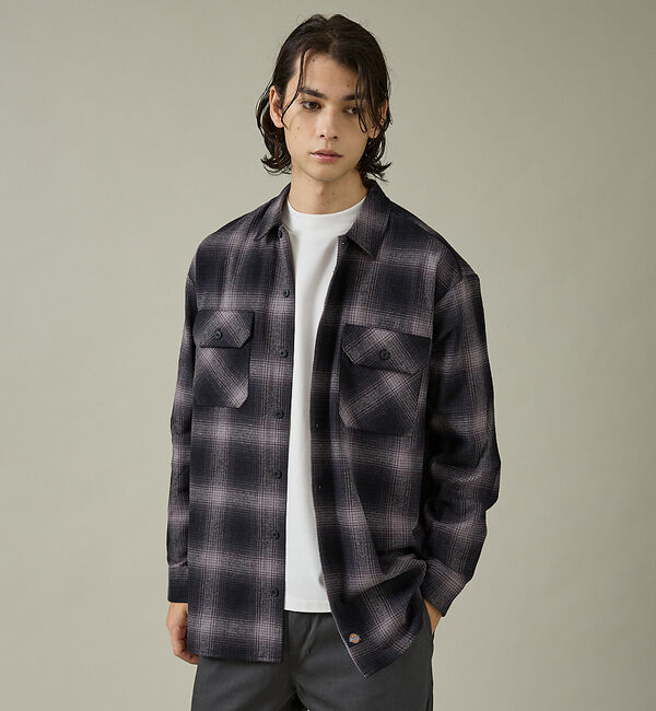 ABAHOUSE「【Dickies / ディッキーズ】オーバーサイズ ネルオンブレチェック ワーク」|シャツ・ブラウス|
