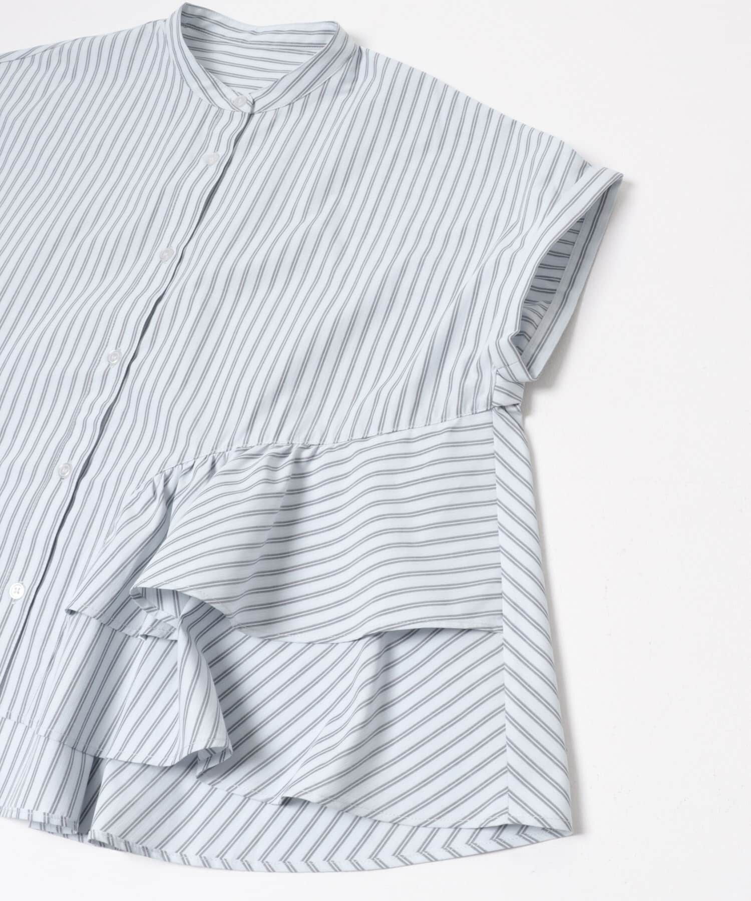 Sonny Label 「『WEB限定』バンドカラーフリルストライプ半袖シャツ」|シャツ・ブラウス|