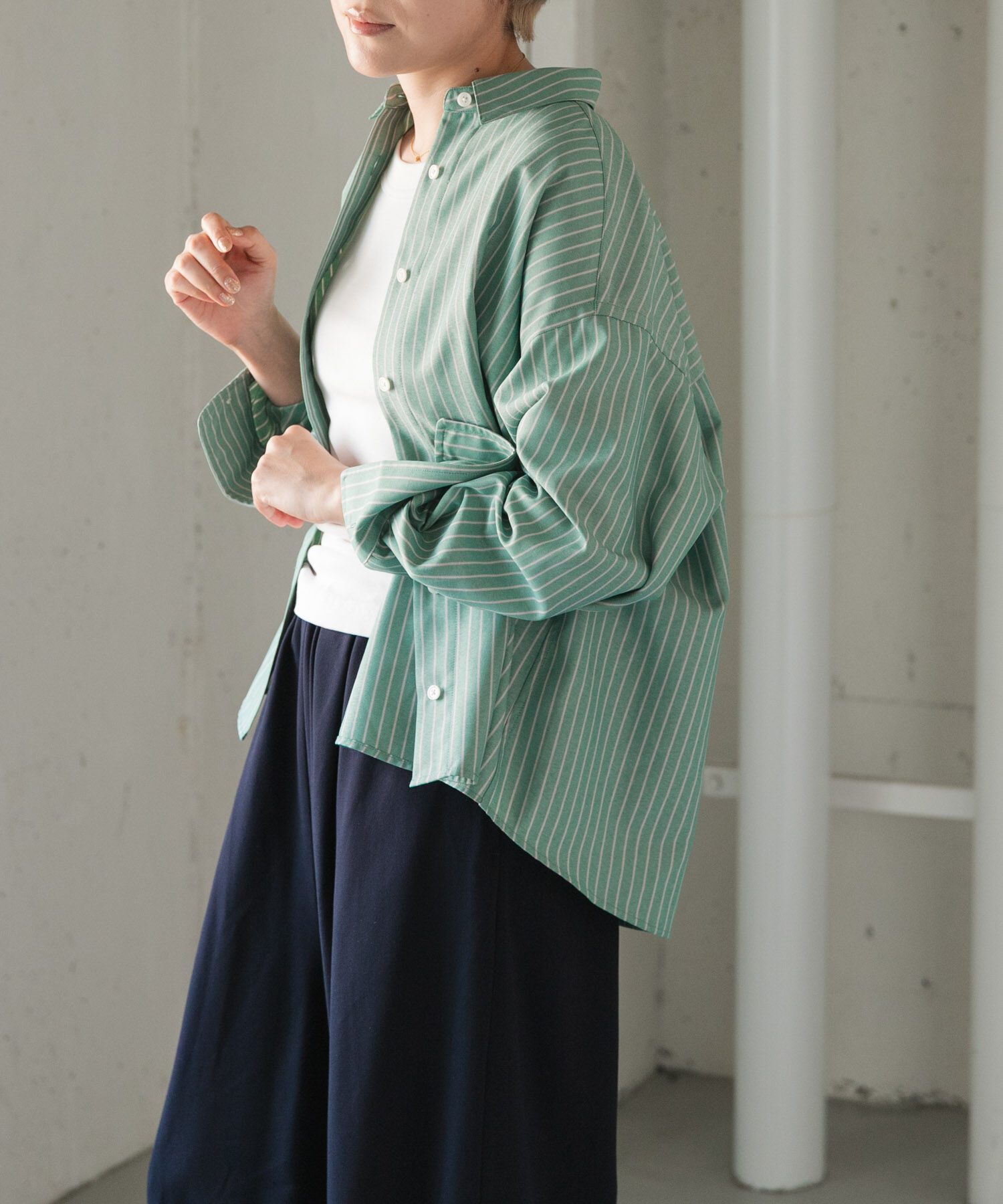 URBAN RESEARCH DOORS「FORK&SPOON　PEオックスシャツ」|シャツ・ブラウス|グリーン