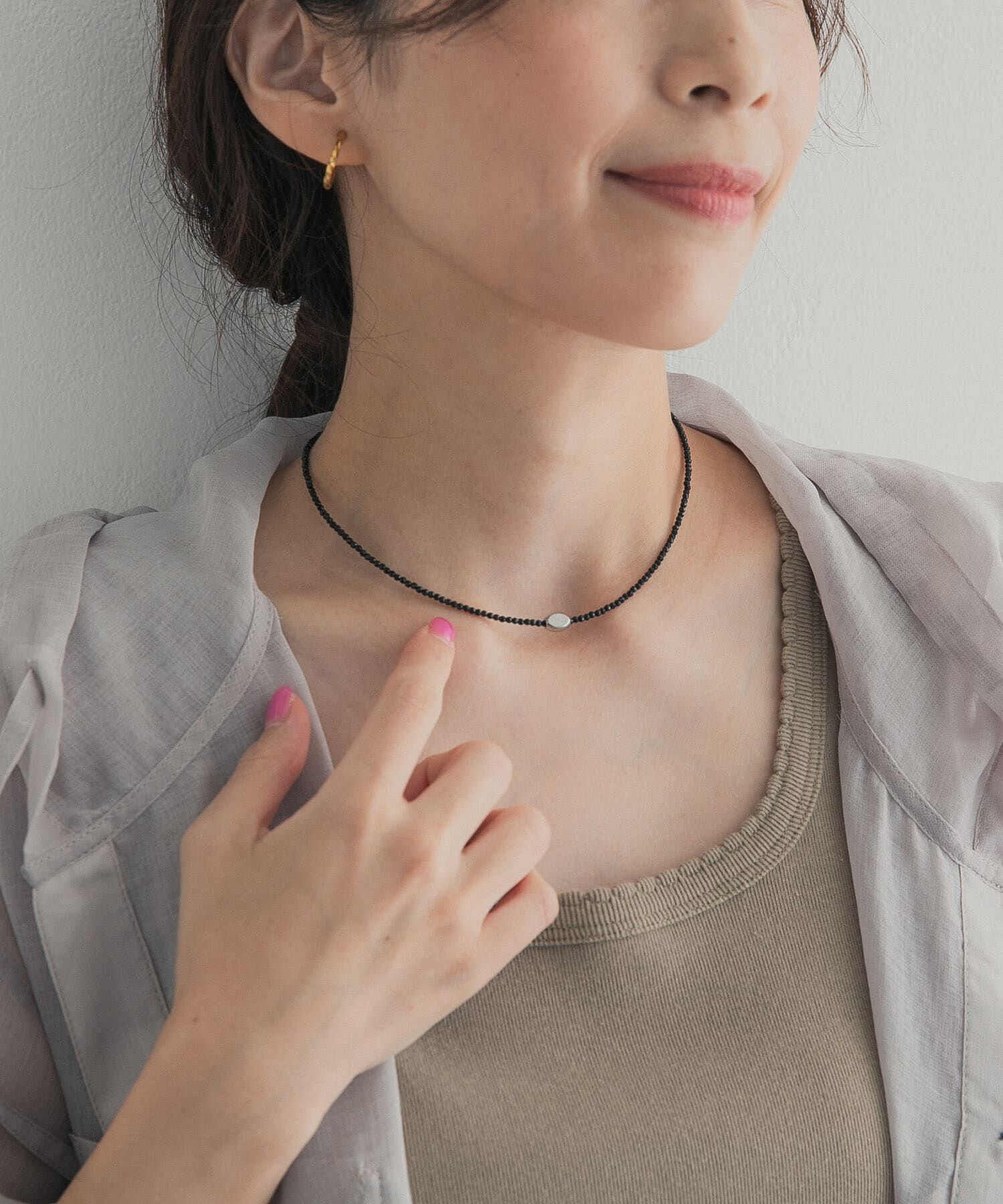 URBAN RESEARCH DOORS「ステンレストップガラスビーズネックレス」|ネックレス|