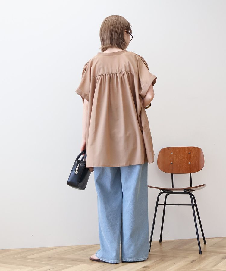AMERICAN HOLIC「【WEB限定】イージーケア+接触冷感 フレンチスリーブギャザーシャツ」|シャツ・ブラウス|