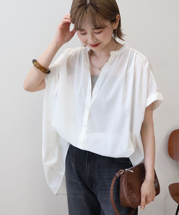 AMERICAN HOLIC「【WEB限定】イージーケア+接触冷感 フレンチスリーブギャザーシャツ」|シャツ・ブラウス|