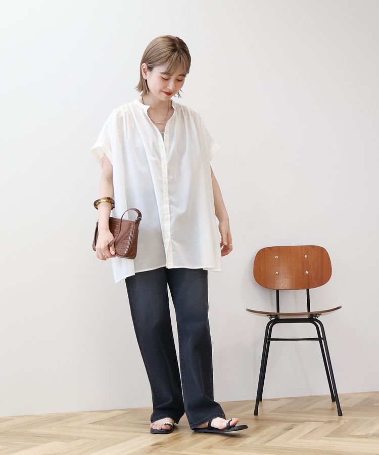 AMERICAN HOLIC「【WEB限定】イージーケア+接触冷感 フレンチスリーブギャザーシャツ」|シャツ・ブラウス|