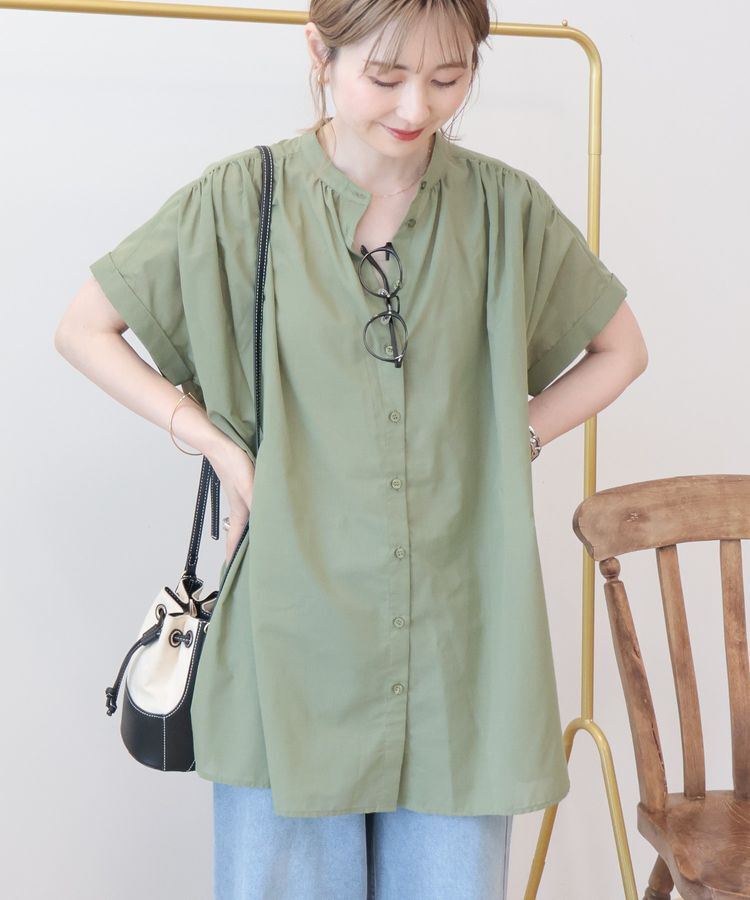 AMERICAN HOLIC「【WEB限定】イージーケア+接触冷感 フレンチスリーブギャザーシャツ」|シャツ・ブラウス|