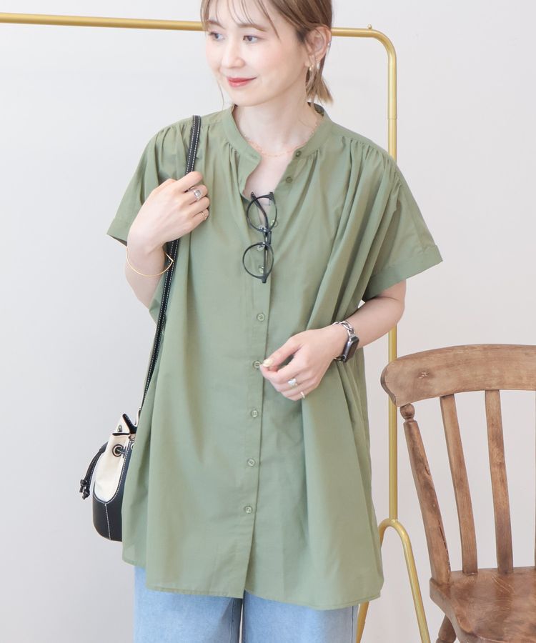 AMERICAN HOLIC「【WEB限定】イージーケア+接触冷感 フレンチスリーブギャザーシャツ」|シャツ・ブラウス|