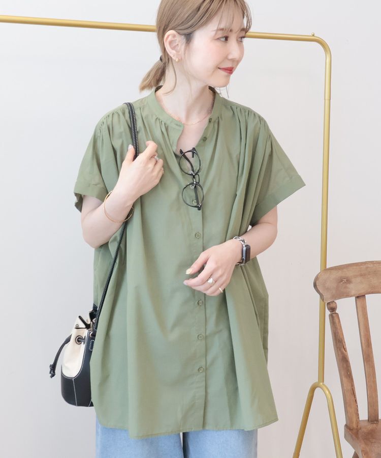 AMERICAN HOLIC「【WEB限定】イージーケア+接触冷感 フレンチスリーブギャザーシャツ」|シャツ・ブラウス|