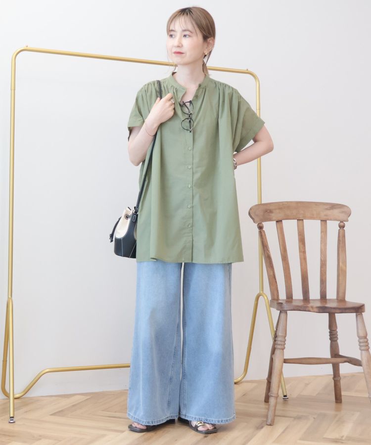 AMERICAN HOLIC「【WEB限定】イージーケア+接触冷感 フレンチスリーブギャザーシャツ」|シャツ・ブラウス|