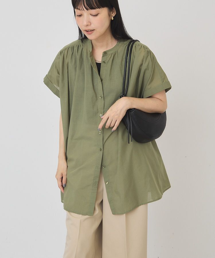 AMERICAN HOLIC「【WEB限定】イージーケア+接触冷感 フレンチスリーブギャザーシャツ」|シャツ・ブラウス|