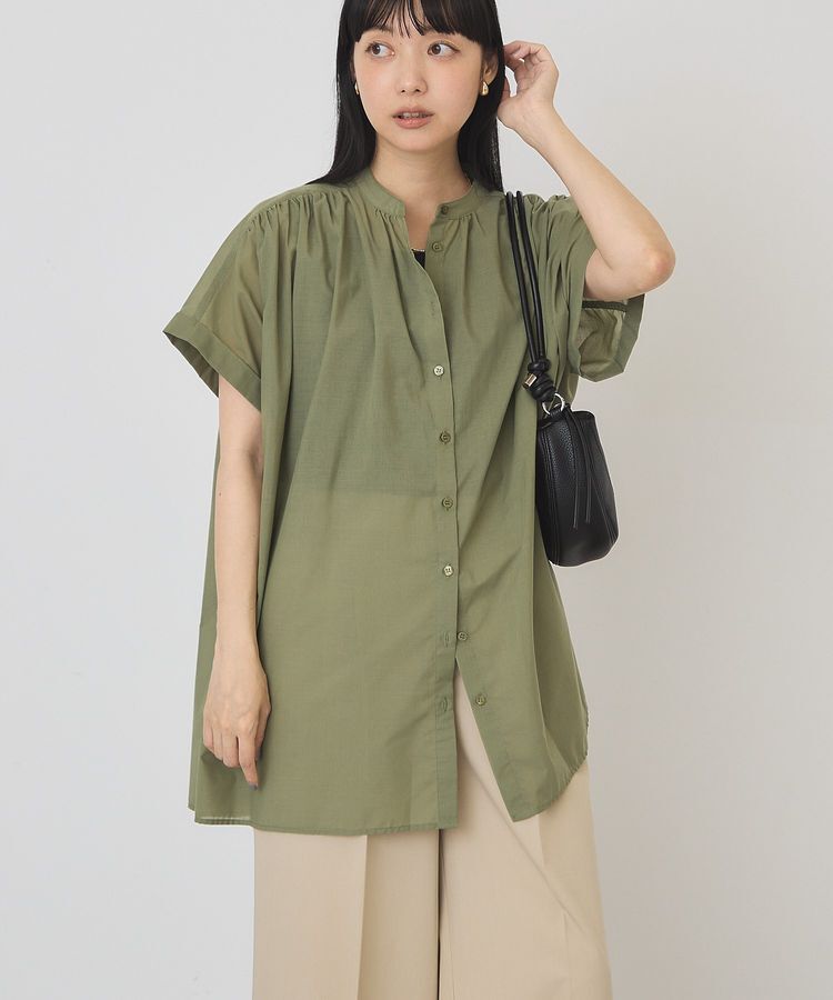 AMERICAN HOLIC「【WEB限定】イージーケア+接触冷感 フレンチスリーブギャザーシャツ」|シャツ・ブラウス|