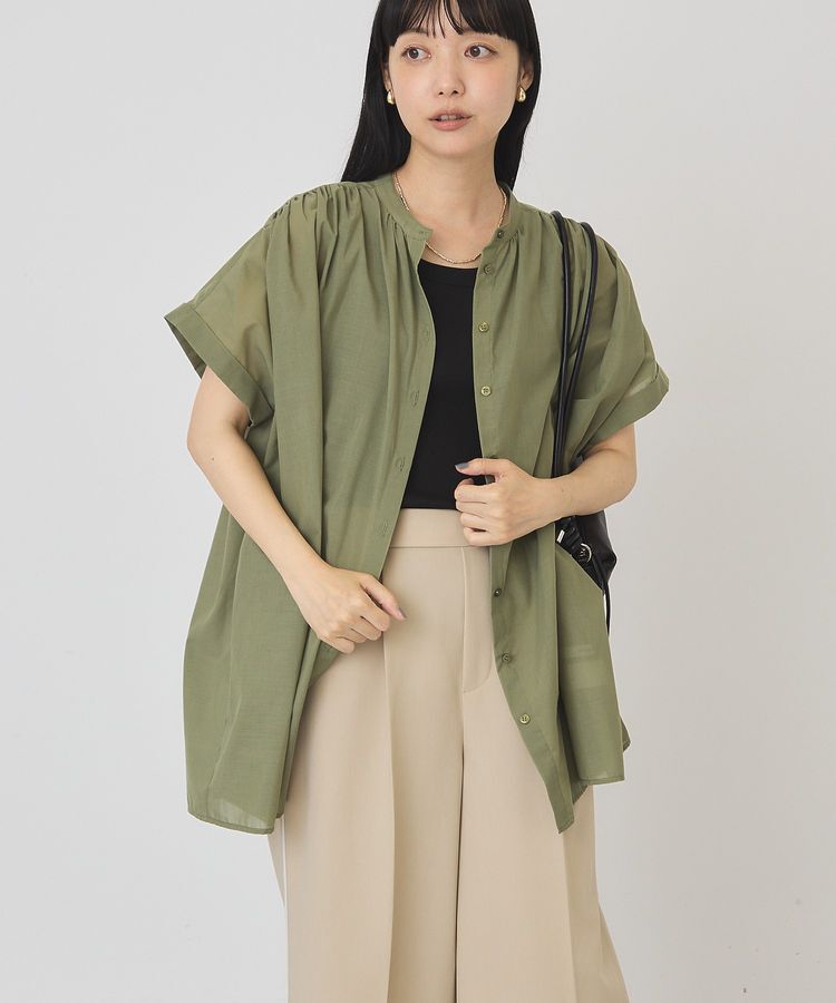 AMERICAN HOLIC「【WEB限定】イージーケア+接触冷感 フレンチスリーブギャザーシャツ」|シャツ・ブラウス|
