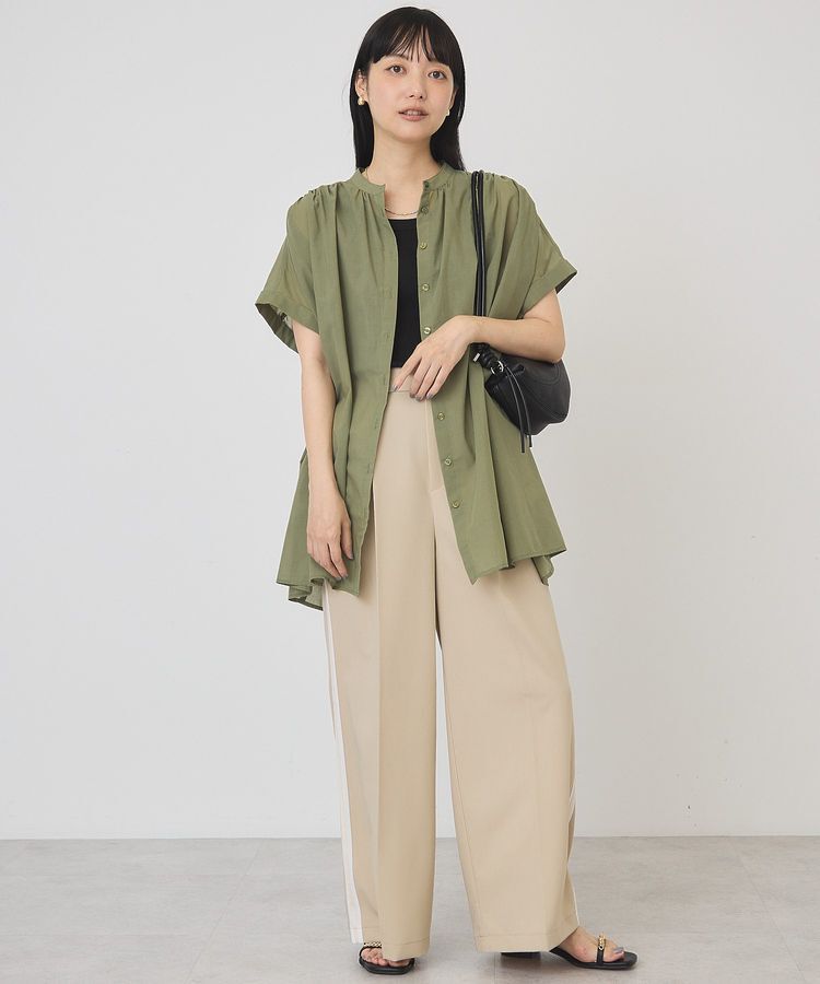 AMERICAN HOLIC「【WEB限定】イージーケア+接触冷感 フレンチスリーブギャザーシャツ」|シャツ・ブラウス|