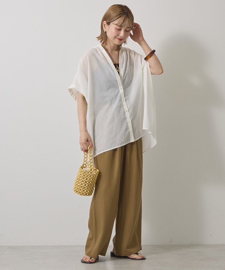 AMERICAN HOLIC「【WEB限定】イージーケア+接触冷感 フレンチスリーブギャザーシャツ」|シャツ・ブラウス|