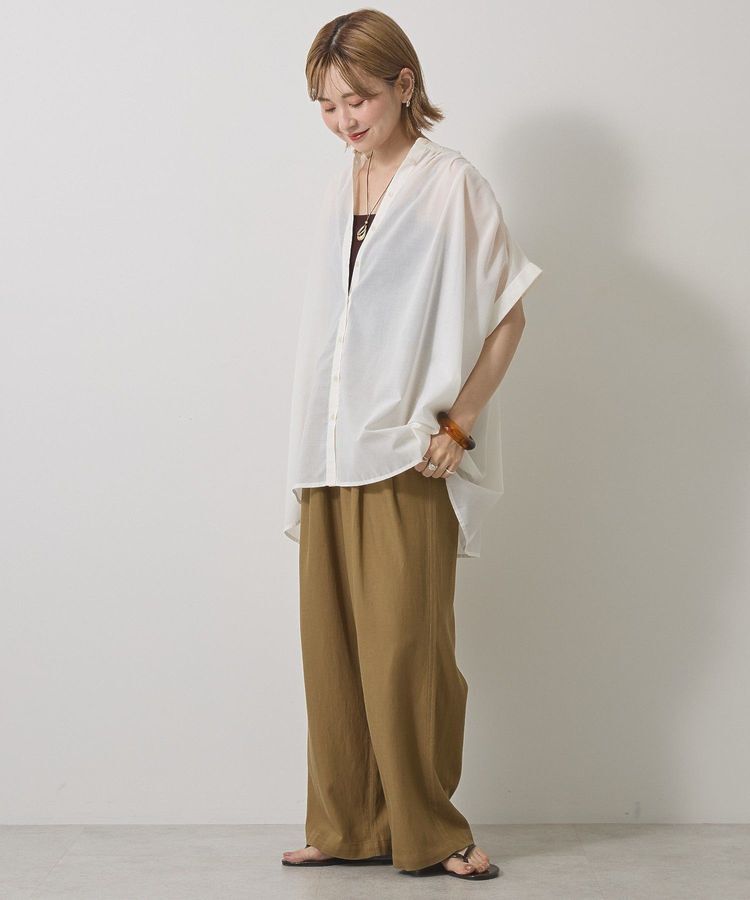 AMERICAN HOLIC「【WEB限定】イージーケア+接触冷感 フレンチスリーブギャザーシャツ」|シャツ・ブラウス|