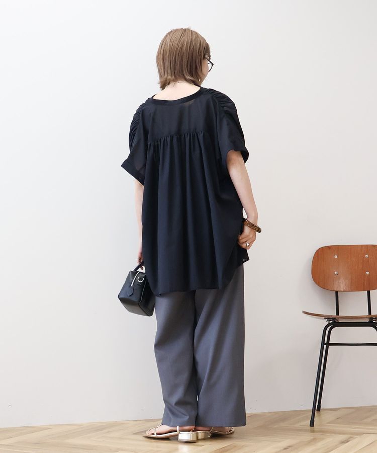 AMERICAN HOLIC「【WEB限定】イージーケア+接触冷感 フレンチスリーブギャザーシャツ」|シャツ・ブラウス|