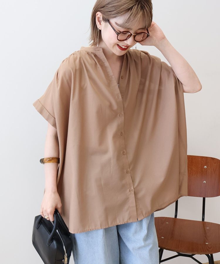 AMERICAN HOLIC「【WEB限定】イージーケア+接触冷感 フレンチスリーブギャザーシャツ」|シャツ・ブラウス|
