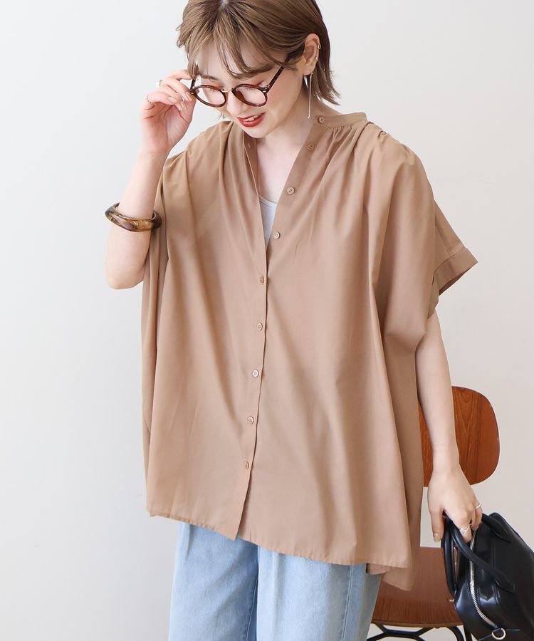 AMERICAN HOLIC「【WEB限定】イージーケア+接触冷感 フレンチスリーブギャザーシャツ」|シャツ・ブラウス|
