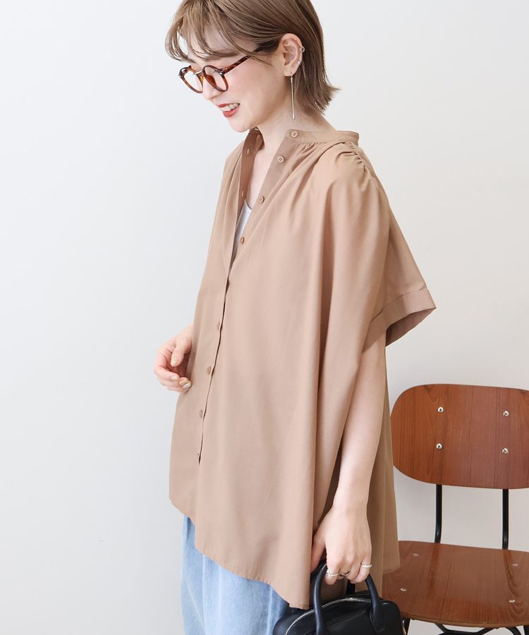 AMERICAN HOLIC「【WEB限定】イージーケア+接触冷感 フレンチスリーブギャザーシャツ」|シャツ・ブラウス|