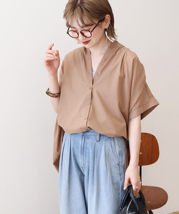 AMERICAN HOLIC「【WEB限定】イージーケア+接触冷感 フレンチスリーブギャザーシャツ」|シャツ・ブラウス|