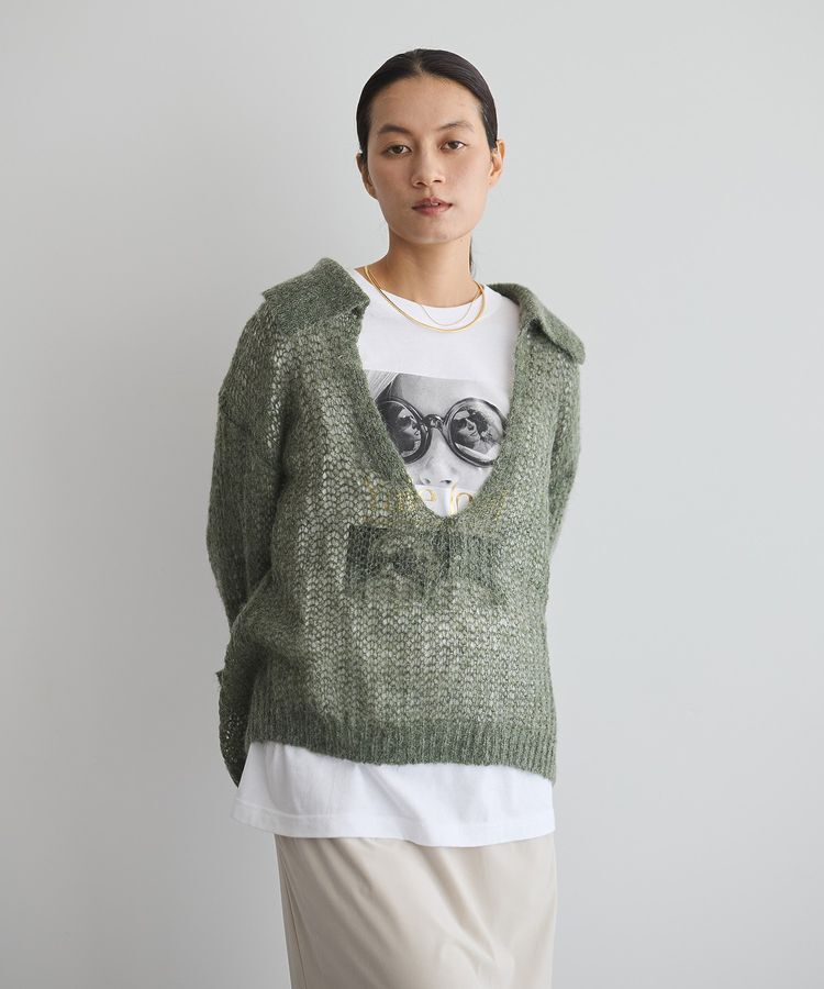 GARAGE OF GOOD CLOTHING「モヘア混襟付きニットシアープルオーバー」|ニット・セーター|