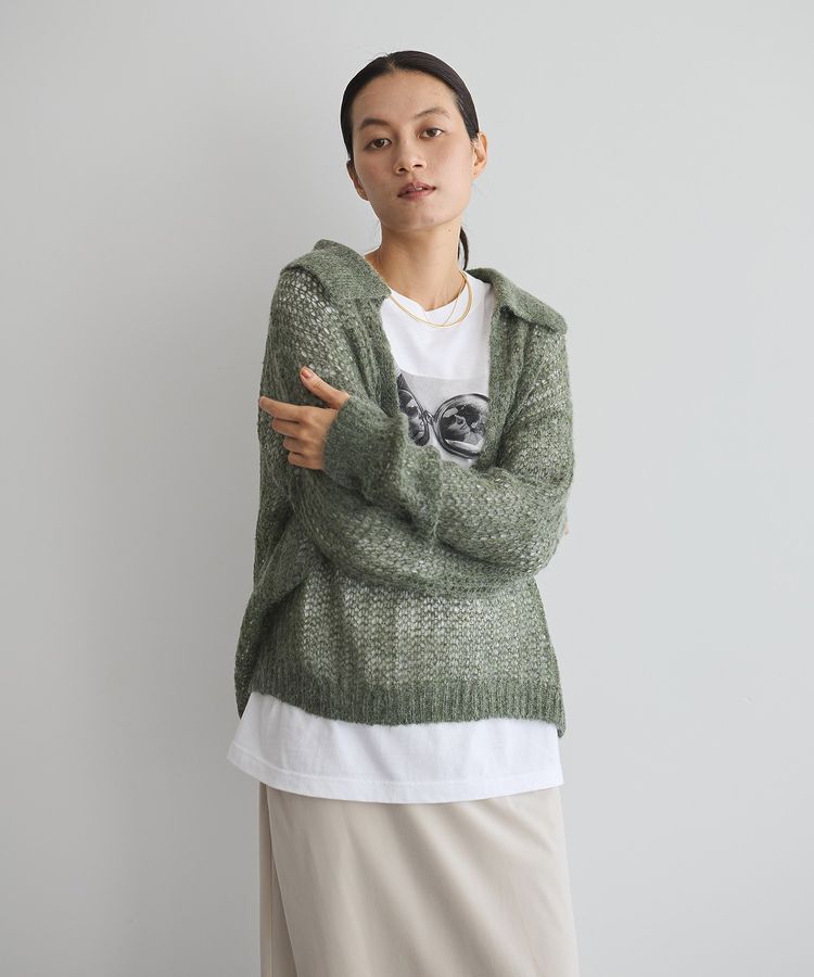 GARAGE OF GOOD CLOTHING「モヘア混襟付きニットシアープルオーバー」|ニット・セーター|