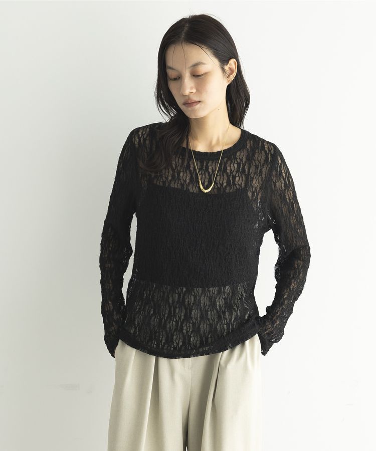 GARAGE OF GOOD CLOTHING「ストレッチレースクルーネックプルオーバー」|Tシャツ・カットソー|Black