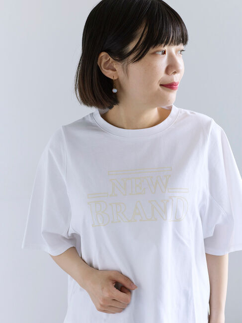 Samansa Mos2「シルケット天竺ワイドアームプリントTシャツ」|Tシャツ・カットソー|
