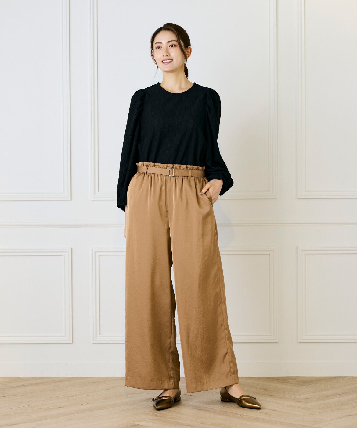 Le Souk「《大きいサイズ》ギャザースリーブプルオーバー」|シャツ・ブラウス|