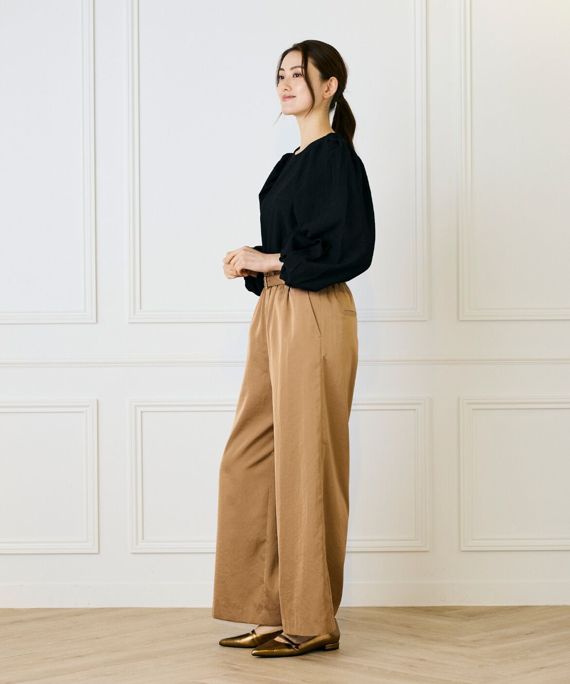 Le Souk「《大きいサイズ》ギャザースリーブプルオーバー」|シャツ・ブラウス|