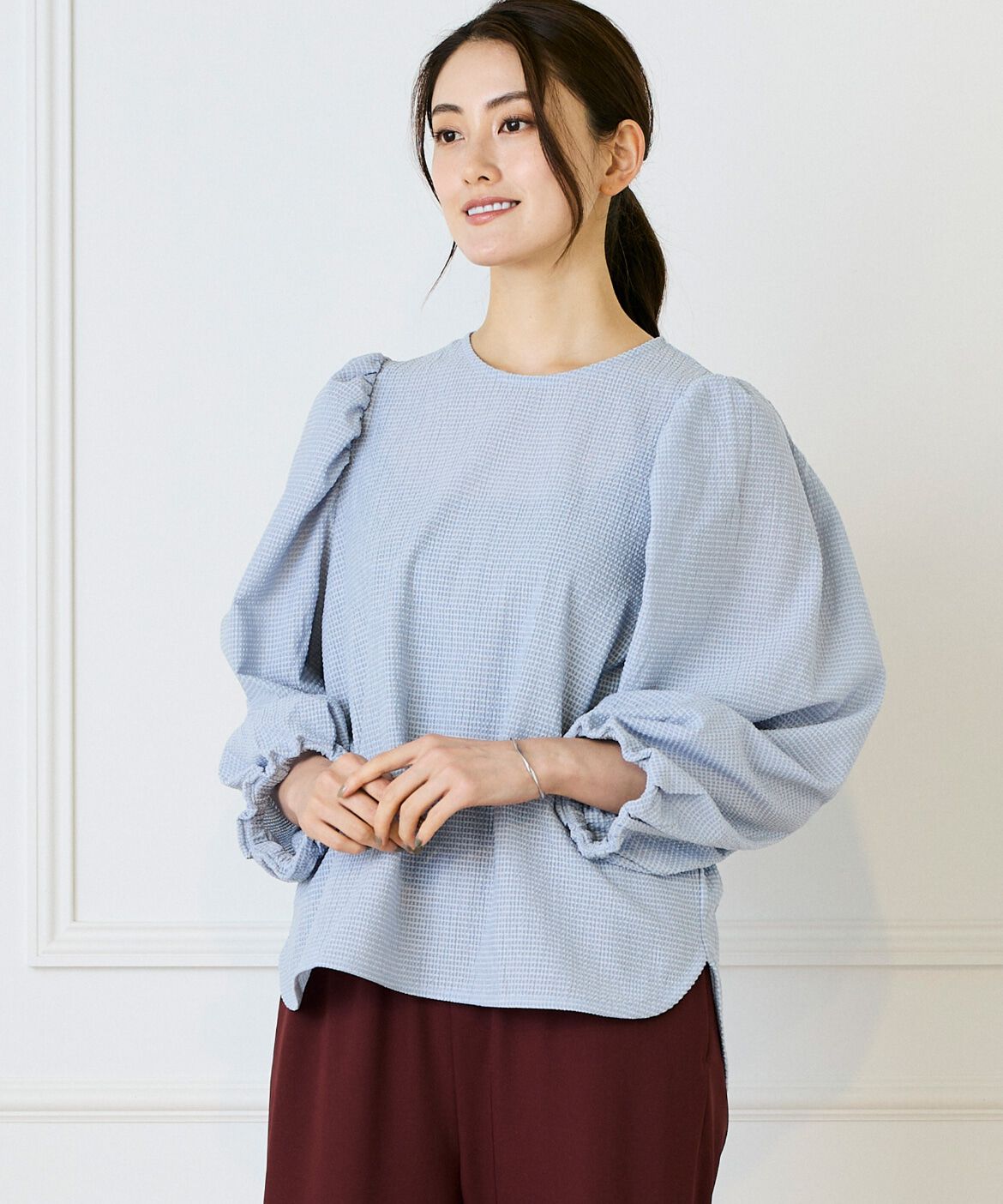 Le Souk「《大きいサイズ》ギャザースリーブプルオーバー」|シャツ・ブラウス|サックス3
