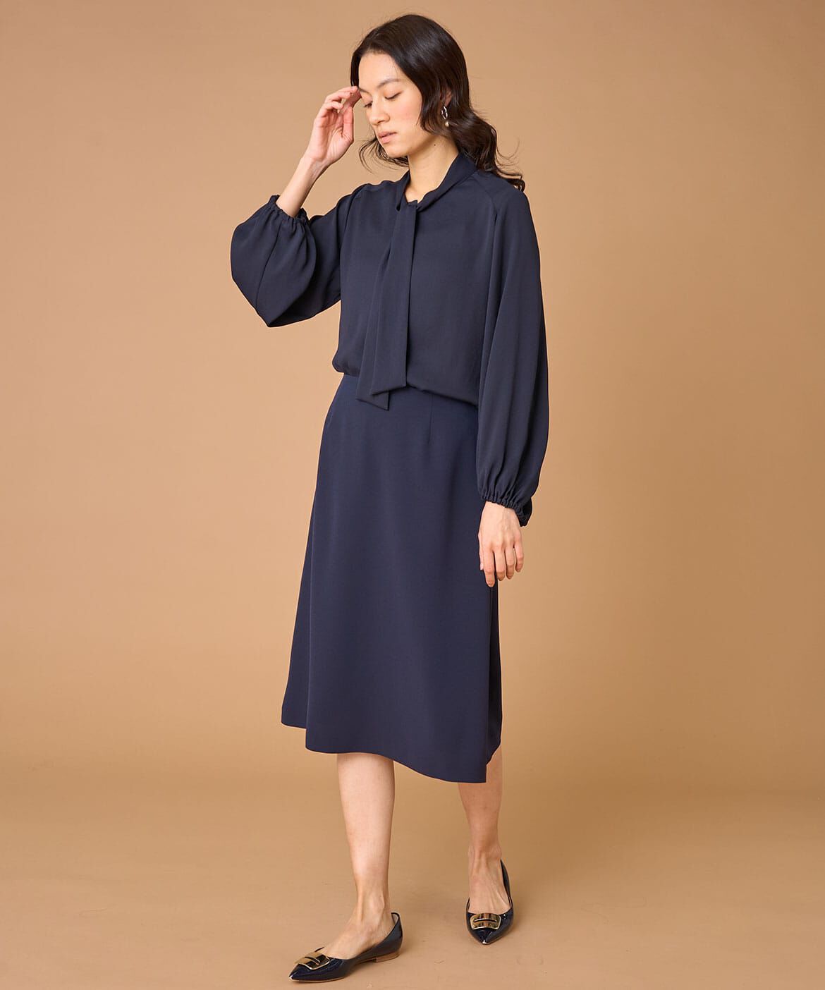 INED「《大きいサイズ》ラッフルブラウス」|シャツ・ブラウス|