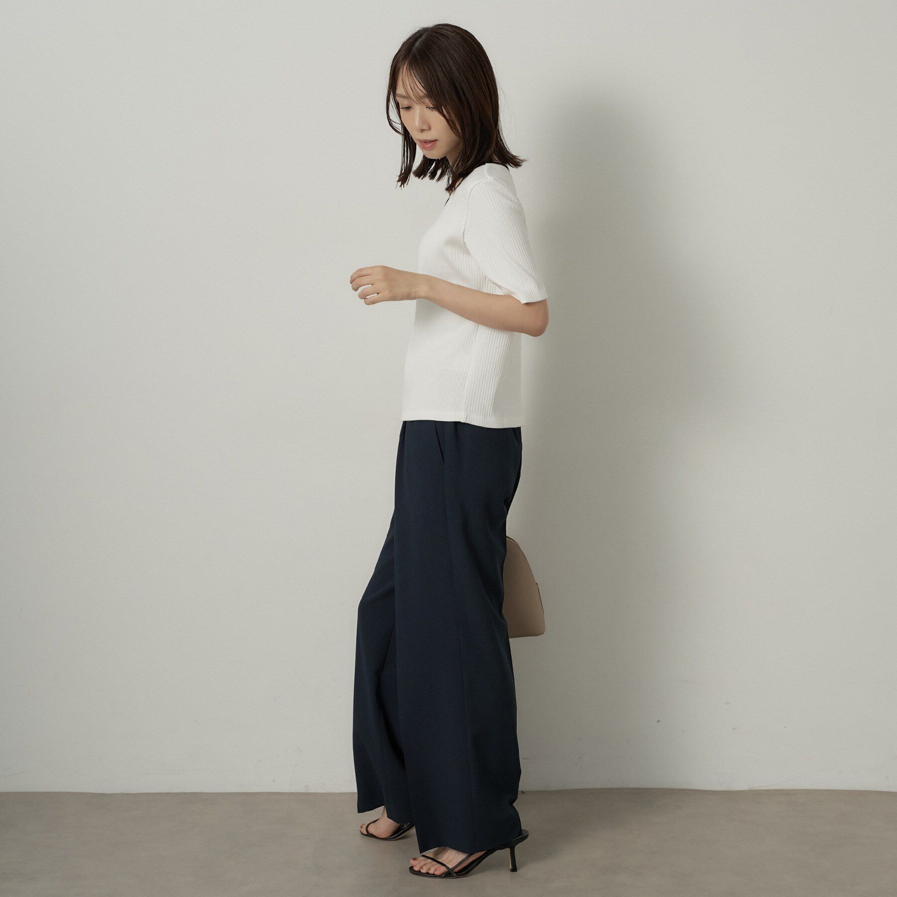 UNTITLED「【二の腕カバー】スクエアネックテレコプルオーバー」|Tシャツ・カットソー|