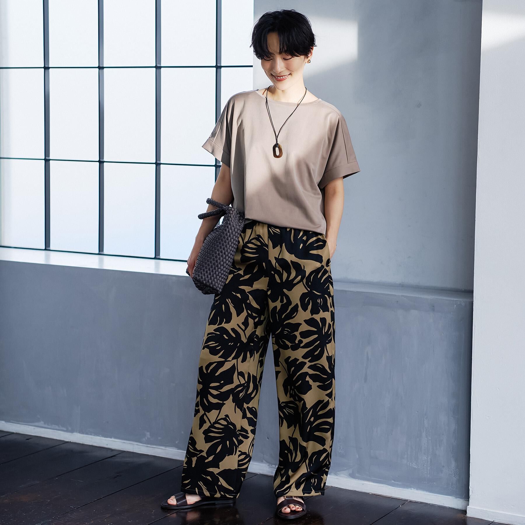 UNTITLED「【ウエストゴム】リーフプリントワイドパンツ」|その他|