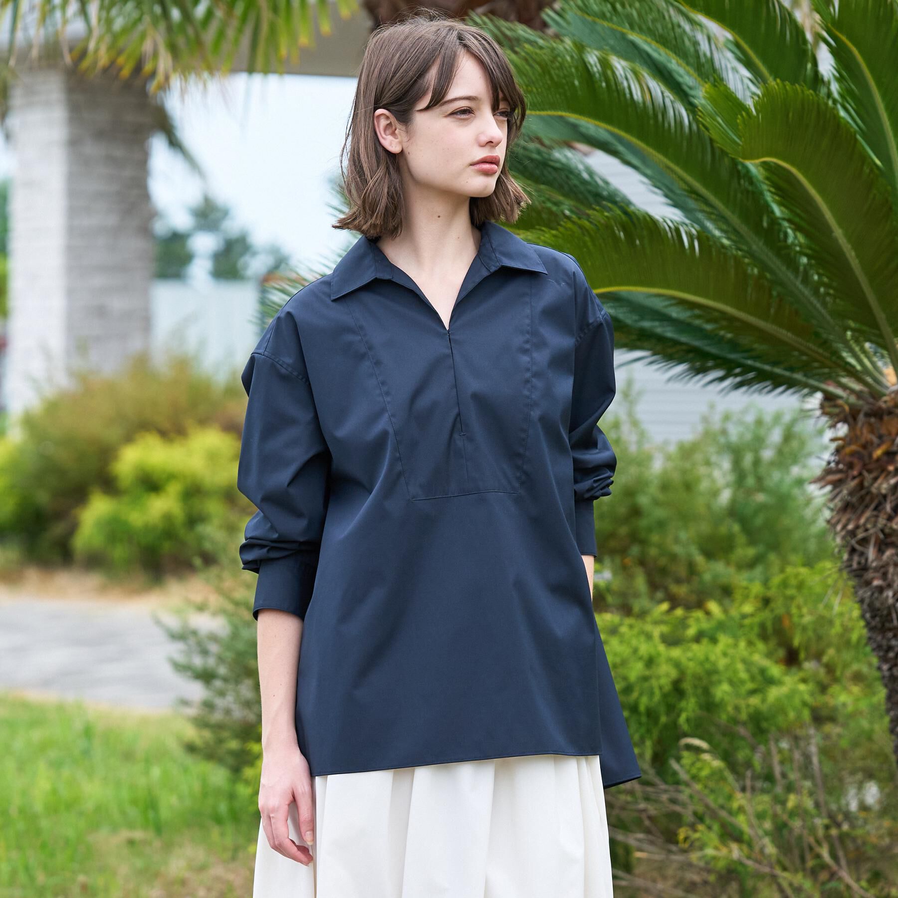 DRESSTERIOR「【接触冷感/UVカット/着回し】スキッパーブラウス」|シャツ・ブラウス|