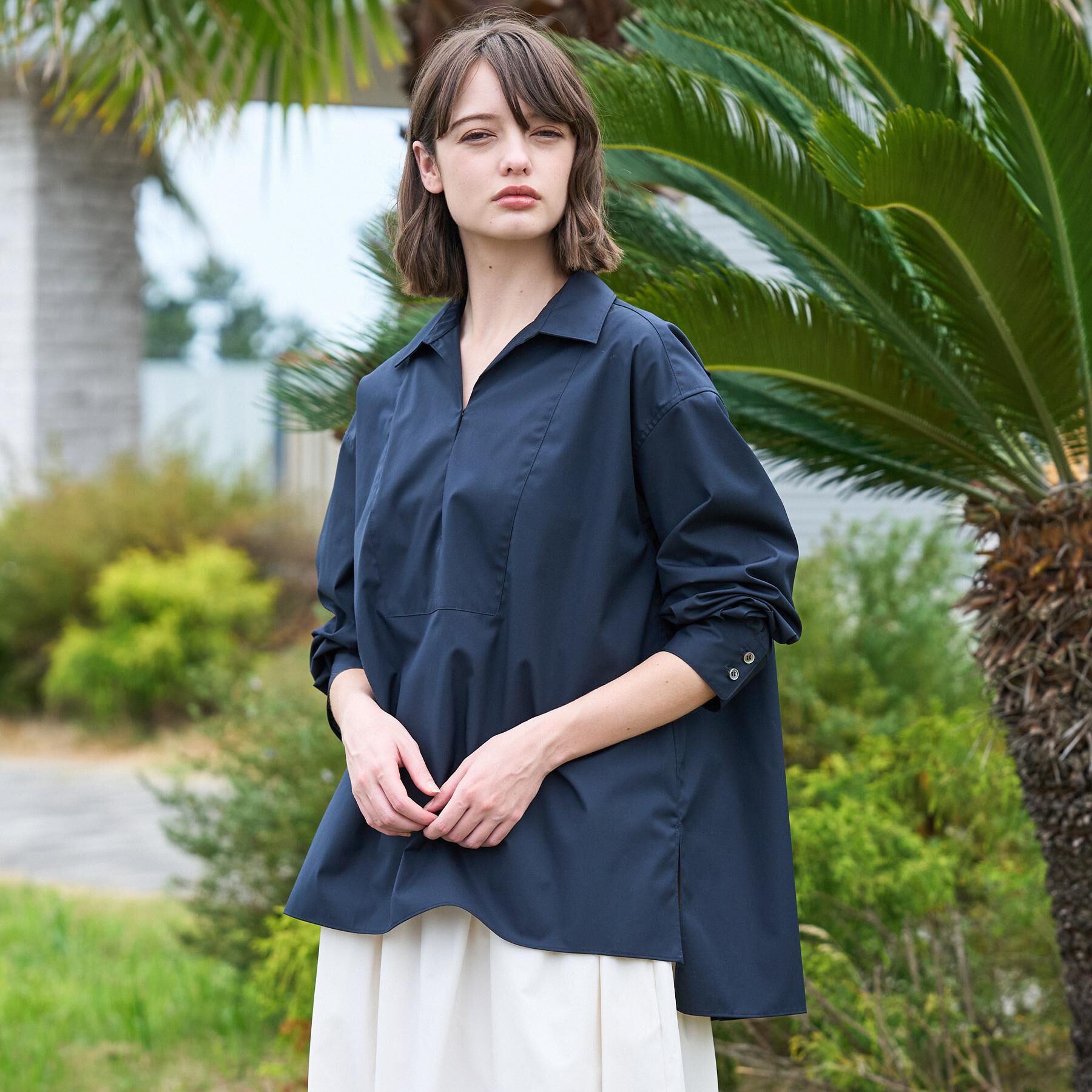 DRESSTERIOR「【接触冷感/UVカット/着回し】スキッパーブラウス」|シャツ・ブラウス|